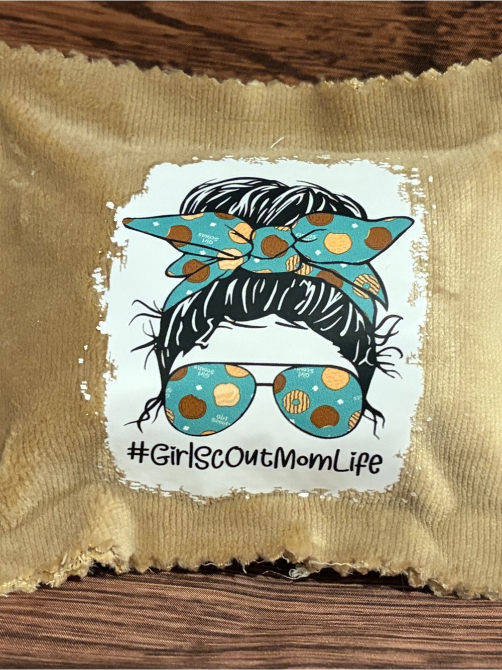#GirlScoutMomLife Graphic mini pillow  with Polka Dot Accents